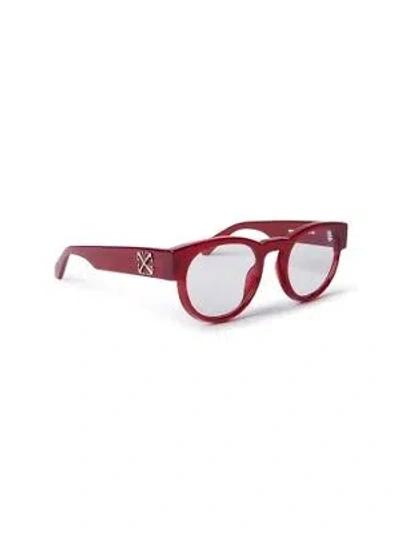 Pre-owned Off-white Oerj058s24pla0012800 Style 58 Burgundy Eyeglasses In Clear Lens