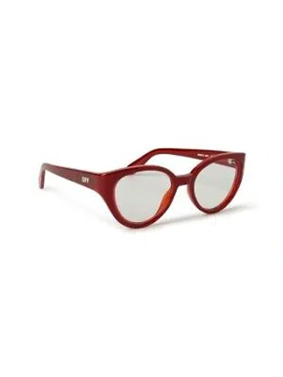 Pre-owned Off-white Oerj062s24pla0012800 Style 62 Burgundy Eyeglasses In Clear Lens