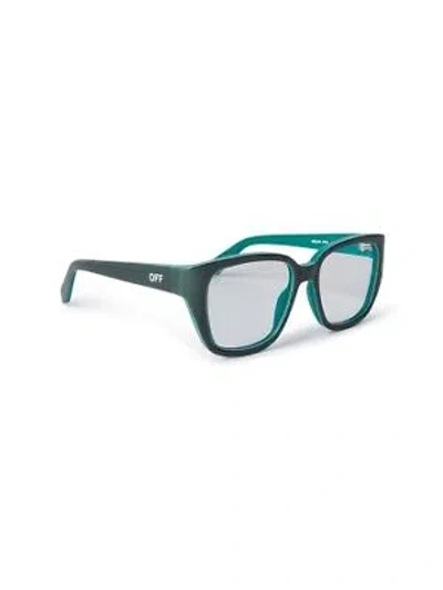 Pre-owned Off-white Oerj063s24pla0015900 Style 63 Olive Green Eyeglasses In Clear Lens