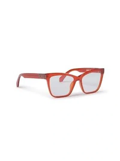 Pre-owned Off-white Oerj067s24pla0012500 Style 67 Red Eyeglasses In Clear Lens