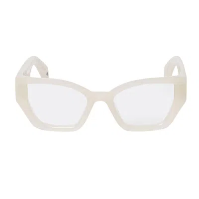 Off-white Oerj07q Style 7q Squared Geometric Sunglasses In Glossy Beige Acetate In Neutral