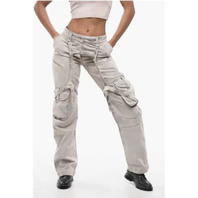 Off-white Off- Bleached Effect Baggy Fit Cargo Pants With Harness-style Women's Det