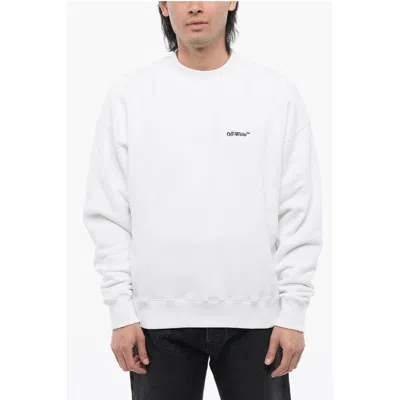 Off-white Off- Brushed Cotton Arrow Embroide Men's Sweatshirt In White