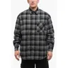Off-white Dark Grey Cotton Check Flann Padded Overshirt In Gray