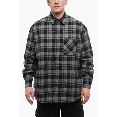Off-white Flannel Shirt Check Pattern Logo In Black