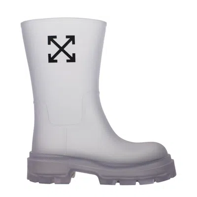 OFF-WHITE OFF- CLEAR PVC ANKLE WOMEN'S BOOTS