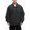 Off-white Distressed Design Tattoo Laser Denim Jacket In Black