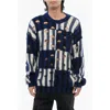 Off-white Distressed Effect Shibori Tartan Crewneck Sweater