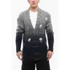 Off-white Distressed Effect Wool Cardigan With Beads Detail