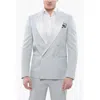 Off-white Double-breasted Tattoo Blazer With Satin Peak Lapel In Gray
