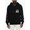 Off-white Embroidered Brushed Cotton Hoodie In Black