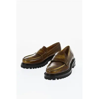 Off-white Off- Leather Combat Loafers Vintage Men's Effect