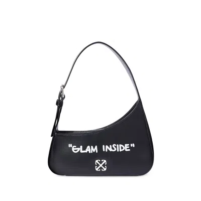 Off-white Jitney Quote Leather Shoulder Bag In Black