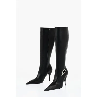 Off-white Off- Leather High Boots With Cut-out Details Heel 11 Women's Cm