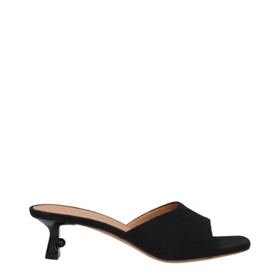 Off-white Off- Linen Women's Sandal In Black