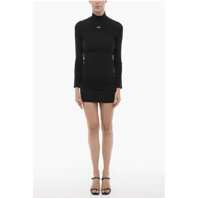 Off-white Off- Long Sleeved Stretch Nylon Bodycon Women's Dress