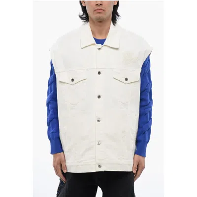 Off-white 90s Logo Embroidered Denim Vest In White
