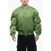 Off-white Padded Arrow Bomber Jacket With Removable Sleeves In Green