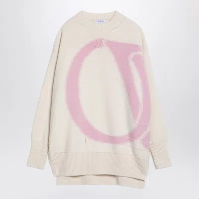 Off-white Off- /pink Over Sweater In Wool