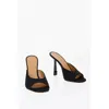 Off-white Pointed Linen Blend Lollipop Mules Heel 11 Cm In Black