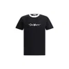 Off-white Quote Design Crew Neck T-shirt With Visual Contrast In Black