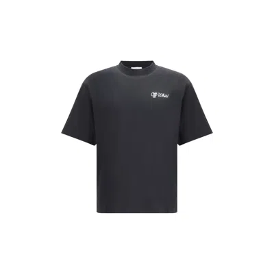 Off-white Back Print Slim Fit Cotton T-shirt In Black