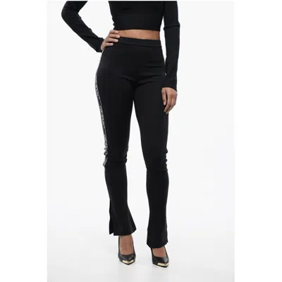Off-white Off- Solid Color Leggings With Side Logoed Band And Ankle Women's Slit