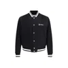 Off-white College Satin Souvenir Bomber Jacket In Black
