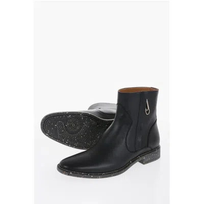 Off-white Off- Stone Effect Sole Eco Leather Men's Booties