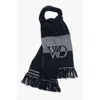 Off-white Two-tone Virgin Wool Scarf With Fringes In Black