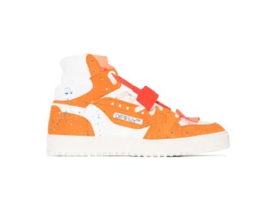 Pre-owned Off-white Off 3.0 Off Court Hightop Sneakers Paint Splatter (women's)in White/orange In Multi