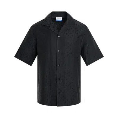 Off-white Off Allover Silk Jacquard Summer Shirt In Black