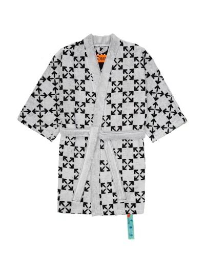 Pre-owned Off-white Off Arrow Pattern Bathrobe In White/black