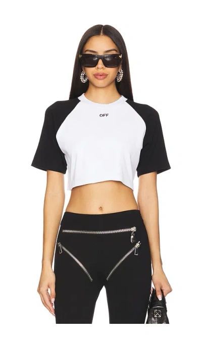 Off-white Off Bicolor Raglan Crop Tee In White & Black