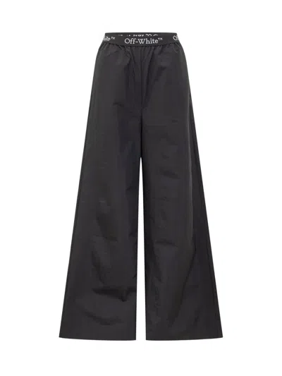 Off-white Logoband Nylon Trousers In Black