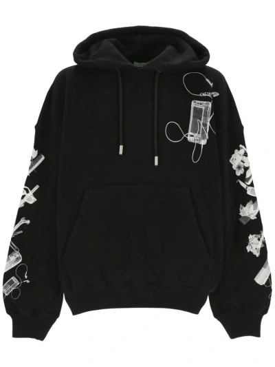 Off-white Black Hoodie In Cotton Man