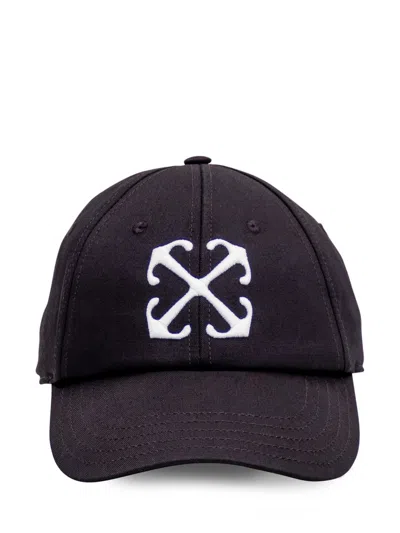 Off-white Arrow Brand-embroidered Cotton-twill Baseball Cap In Black White