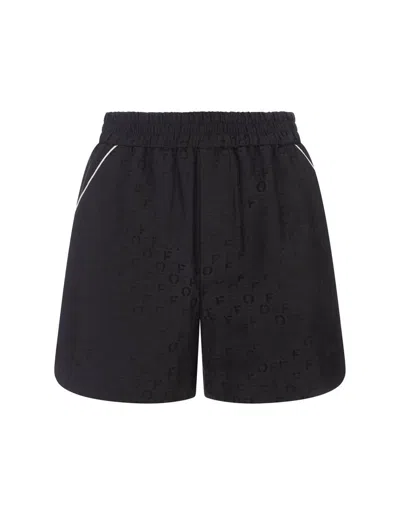 Off-white Black Shorts With Jacquard Logo