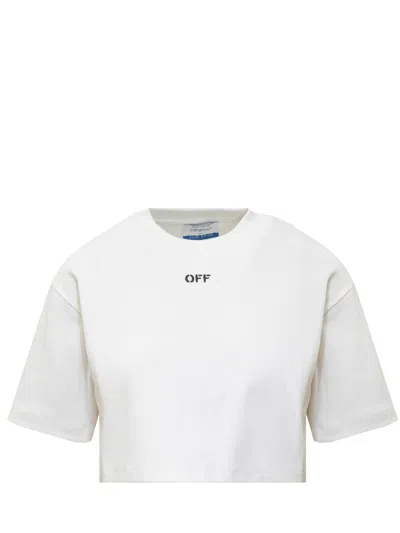 Off-white Off Cropped T-shirt In White Black