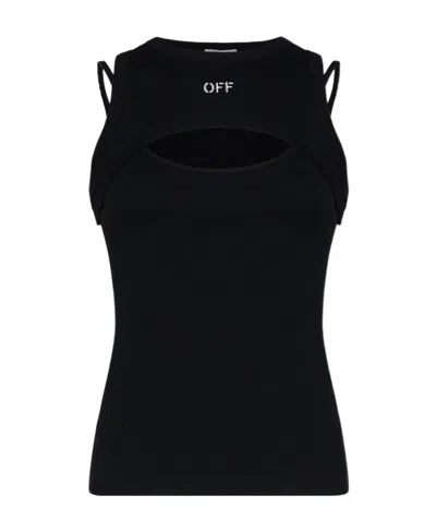OFF-WHITE OFF-WHITE CUT-OUT DETAILED SLEEVELESS TOP