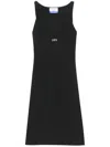 Off-white Off-embroidered Ribbed Minidress In 1001 Black White