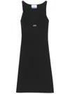 Off-white Off-embroidered Ribbed Minidress In Black,white