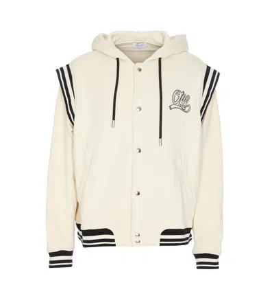 OFF-WHITE OFF FLEECE VARSITY HOODIE