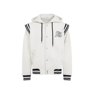 Off-white Off Fleece Varsity White Cotton Hoodie
