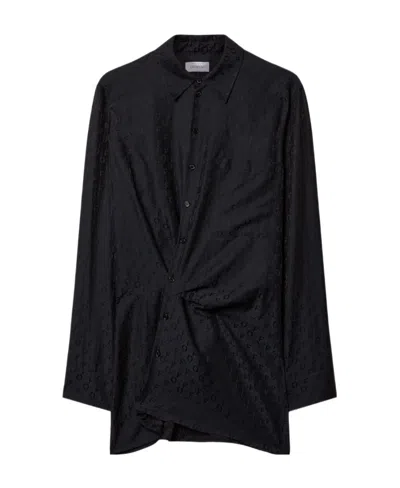 Off-white Off Jacquard Twisted Shirtdress In Black