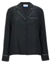 Off-white Off White Embroidered Silk Blend Pyjama Shirt In Black