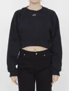 Off-white Cotton Sweatshirt With Frontal Logo In Multi