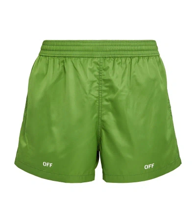 Off-white Off Logo Swim Shorts In White