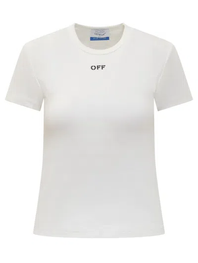 Off-white Off Logo T-shirt In Gold