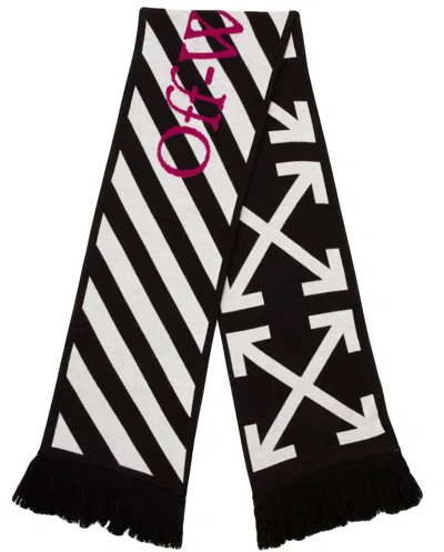 Pre-owned Off-white Off Off Arrows Scarf In Black/white/purple In Multi